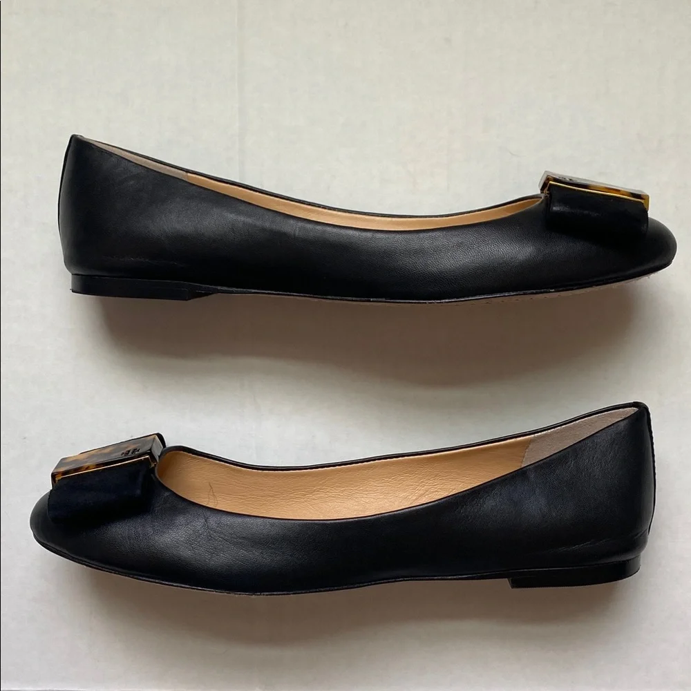 Tory Burch‎ Chase Ballet Flats In Perfect Black Nappa Leather